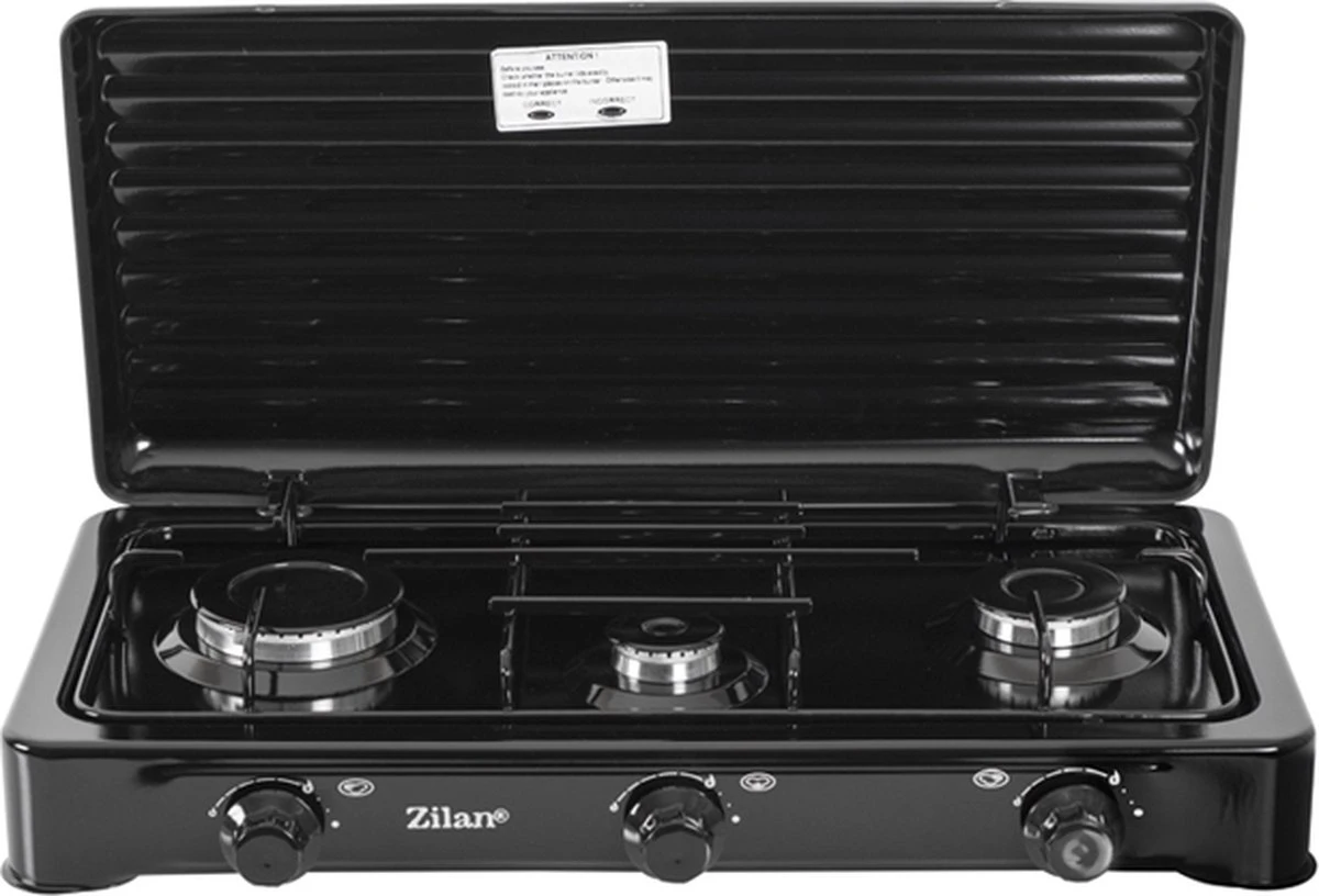 Zilan - Gas Kooktoestel 3 Pits - Campingkooktoestel - Gaskookplaat - Zwart 2 Zilan - Gas Kooktoestel 3 Pits - Campingkooktoestel - Gaskookplaat - Zwart - Afbeelding 2