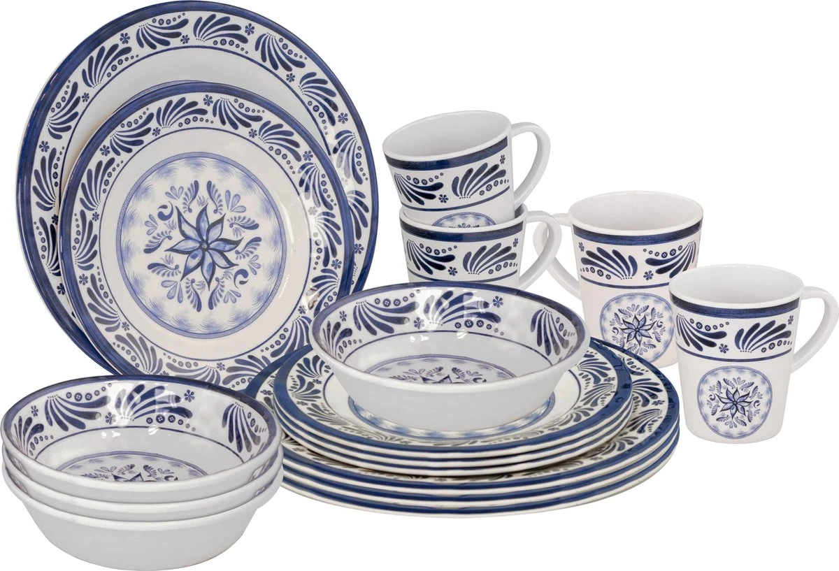 Bo-Camp - Servies - Campingbord - 16-Delig - Old Dutch - Blauw Servies 1 Bo-Camp - Servies - Campingbord - 16-Delig - Old Dutch - Blauw Servies
