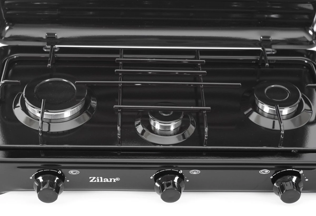 Zilan - Gas Kooktoestel 3 Pits - Campingkooktoestel - Gaskookplaat - Zwart 3 Zilan - Gas Kooktoestel 3 Pits - Campingkooktoestel - Gaskookplaat - Zwart - Afbeelding 3