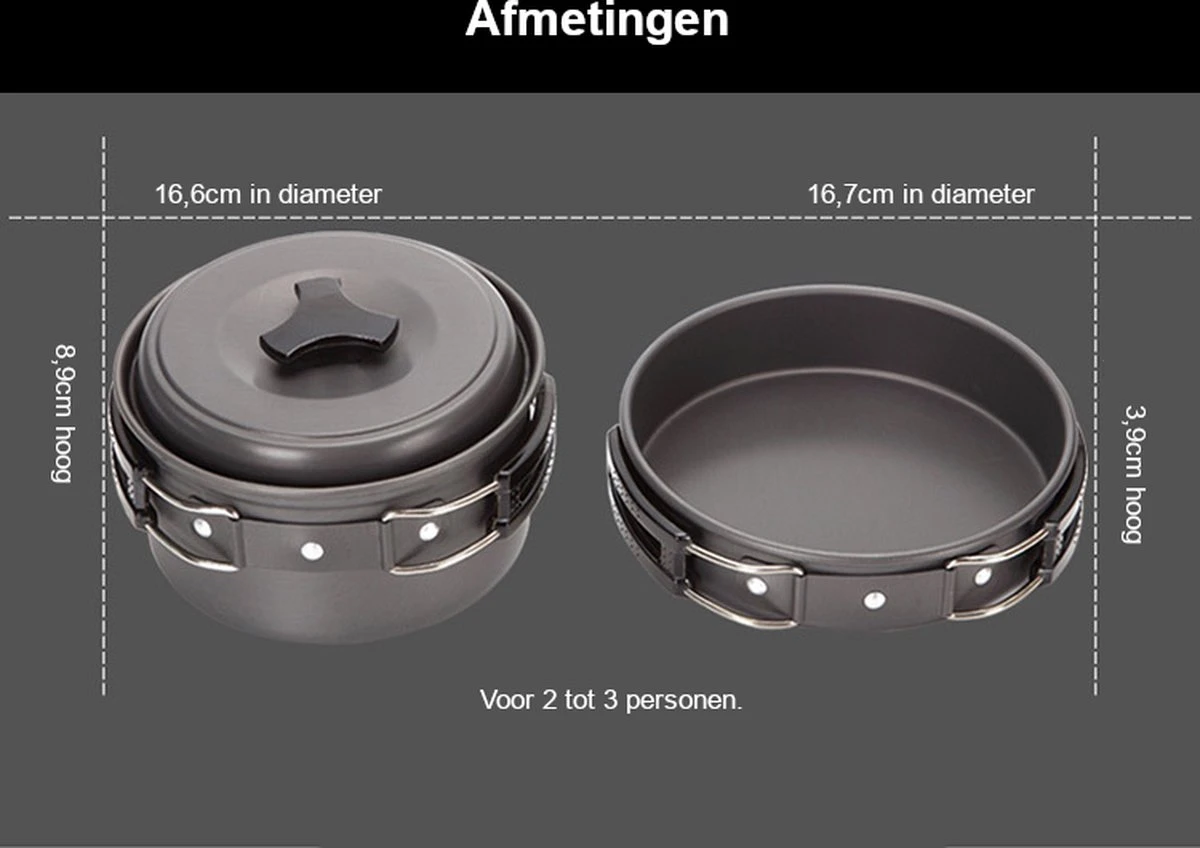 Hikr® Camping Pannenset - Complete 22-delige Kookset - Lichtgewicht - Kookgerei Servies - Outdoor - BPA-vrij - Keukengerei Set 3 Hikr® Camping Pannenset - Complete 22-delige Kookset - Lichtgewicht - Kookgerei Servies - Outdoor - BPA-vrij - Keukengerei Set - Afbeelding 3