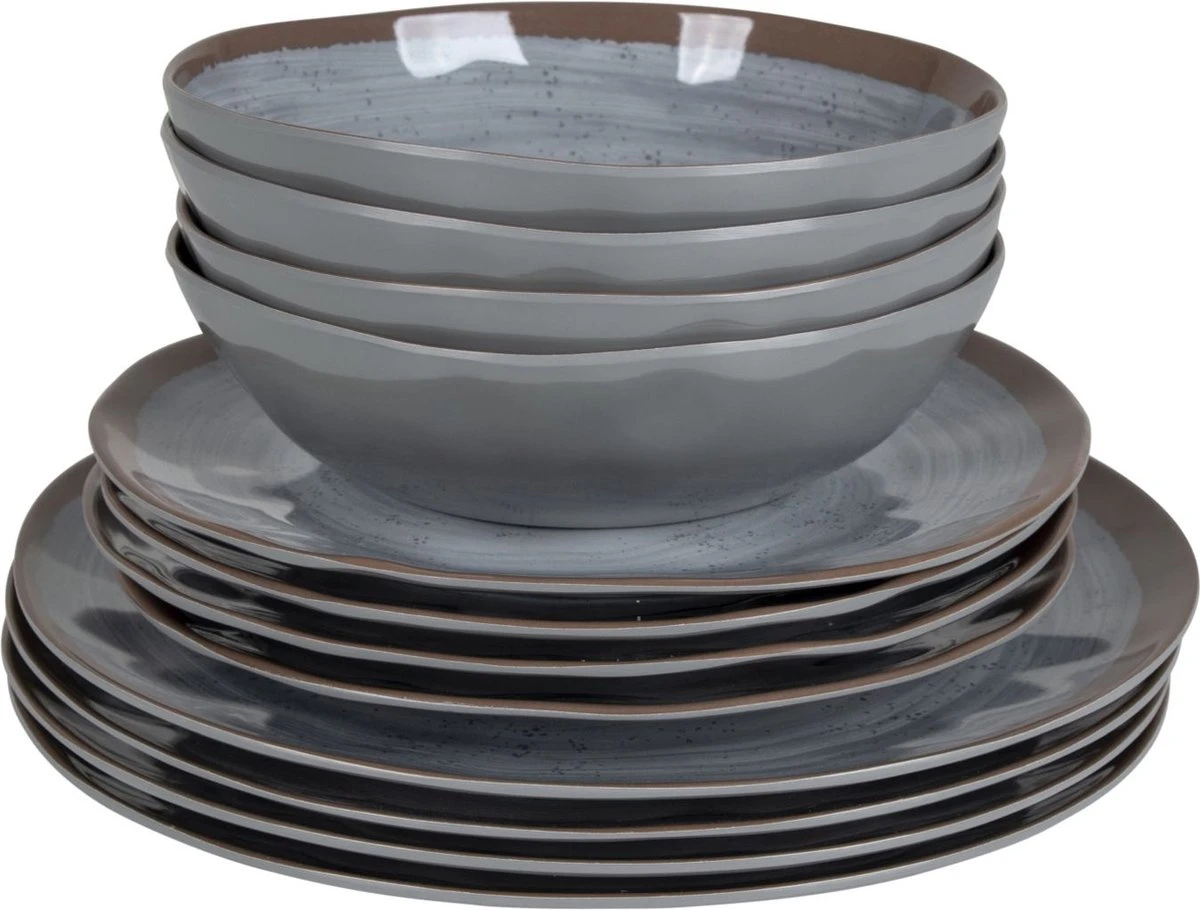 Bo-Camp Servies - Halo - 12-delig - Grijs 6 Bo-Camp Servies - Halo - 12-delig - Grijs - Afbeelding 6