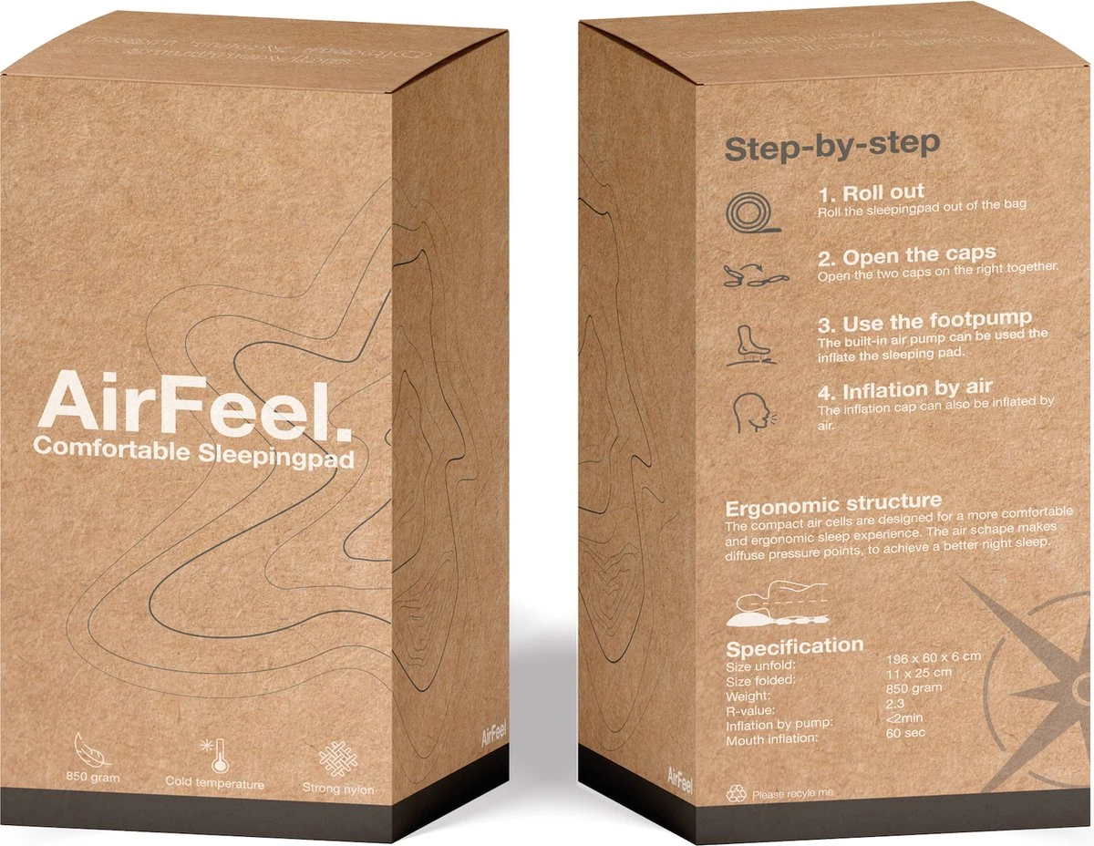 AirFeel Lichtgewicht Opsblaasbaar Slaapmatje - Ingebouwde Pomp En Kussen - 196 X 60 X 6 Cm - Orange 7 AirFeel Lichtgewicht Opsblaasbaar Slaapmatje - Ingebouwde Pomp En Kussen - 196 X 60 X 6 Cm - Orange - Afbeelding 7