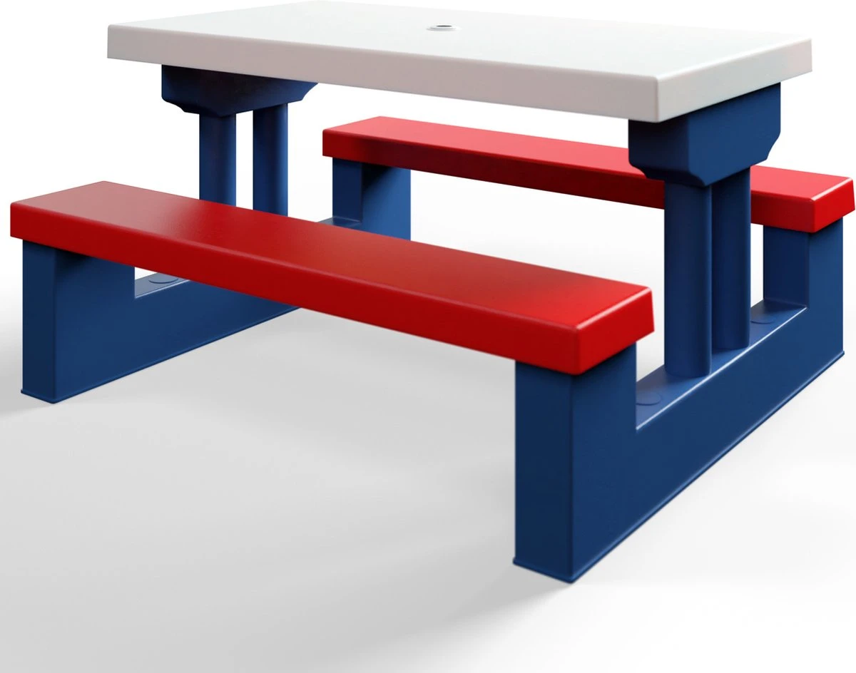 Merkloos Kinder Picknicktafel Met Parasol - Blauw 10 Merkloos Kinder Picknicktafel Met Parasol - Blauw - Afbeelding 10