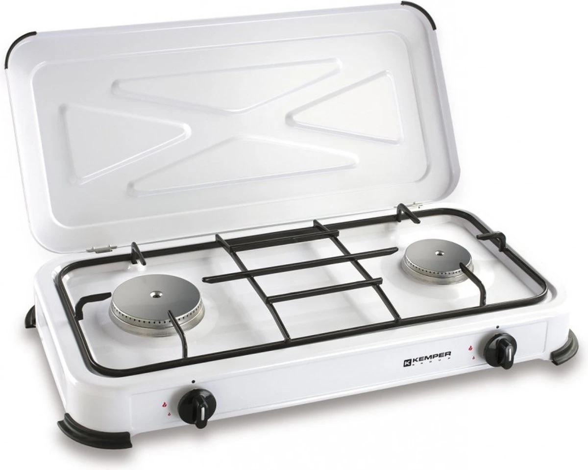 Kemper Gas Kooktoestel - Campingkooktoestel - INCLUSIEF Installatiesetje - Met 2 RVS Branders - 2600W 3 Kemper Gas Kooktoestel - Campingkooktoestel - INCLUSIEF Installatiesetje - Met 2 RVS Branders - 2600W - Afbeelding 3