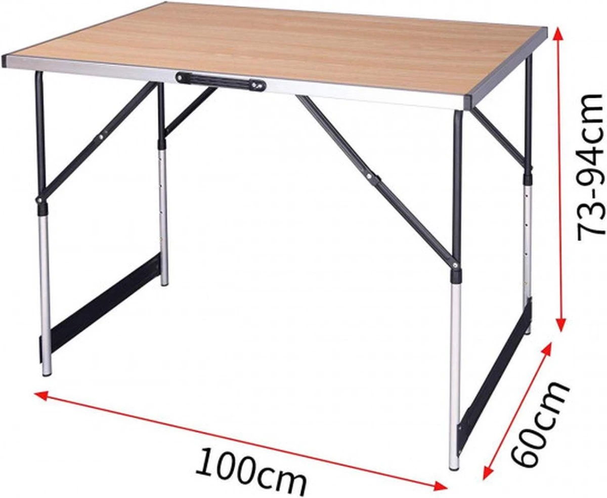 Kamyra® Campingtafel Inklapbaar - Kampeertafel, Partytafel - Opvouwbaar, Lichtgewicht & In Hoogte Verstelbaar - Aluminium/Hout 7 Kamyra® Campingtafel Inklapbaar - Kampeertafel, Partytafel - Opvouwbaar, Lichtgewicht & In Hoogte Verstelbaar - Aluminium/Hout - Afbeelding 7