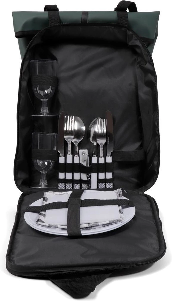 Norländer Picknick Rugtas - Koeltas - Inclusief Bestek - Groen 4 Norländer Picknick Rugtas - Koeltas - Inclusief Bestek - Groen - Afbeelding 4