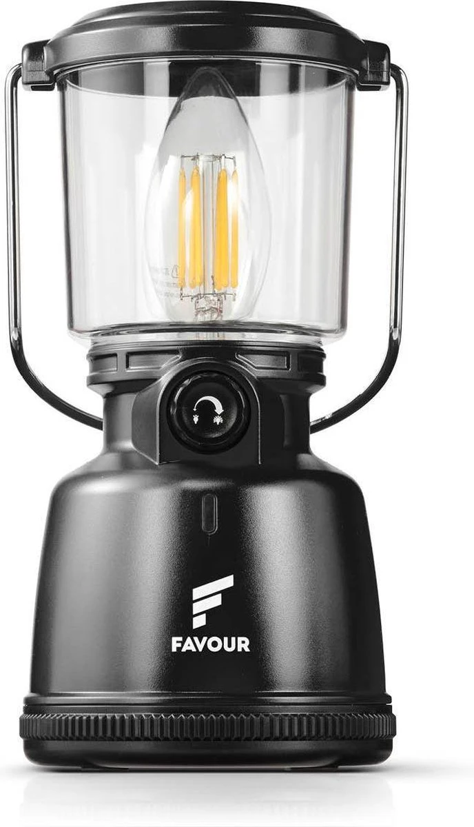 Favour L0818 Retro Camping Lamp Oplaadbaar LED, 320 Lumen, IP64 Waterdicht, Draagbare Kampeerlamp, Tentlamp, Acculamp, Traploos Dimbare Lamp Incl. Kaarslicht-modus, Zwart 1 Favour L0818 Retro Camping Lamp Oplaadbaar LED, 320 Lumen, IP64 Waterdicht, Draagbare Kampeerlamp, Tentlamp, Acculamp, Traploos Dimbare Lamp Incl. Kaarslicht-modus, Zwart