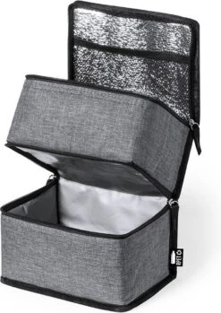 Merkloos Koeltas Met Dubbel Compartiment - Lunchtas - Koeltasje Lunch - Koelelementen - Koud - Warm - Isolatie - Volwassenen - Dames - Heren - 14 X 22 Cm - Polyester - RPET - Aluminium - Grijs -Buiten Kamperen 849x1200 5