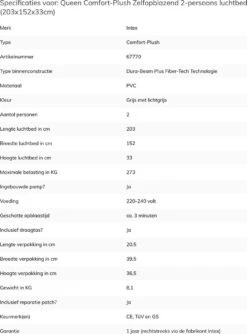 Intex Comfort-plush Full Luchtbed - 2-persoons - 203x152x33 Cm -Buiten Kamperen 888x1200