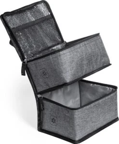 Merkloos Koeltas Met Dubbel Compartiment - Lunchtas - Koeltasje Lunch - Koelelementen - Koud - Warm - Isolatie - Volwassenen - Dames - Heren - 14 X 22 Cm - Polyester - RPET - Aluminium - Grijs -Buiten Kamperen 997x1200 2